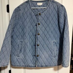Anthropologie Quilted Light Blue Denim Jacket
